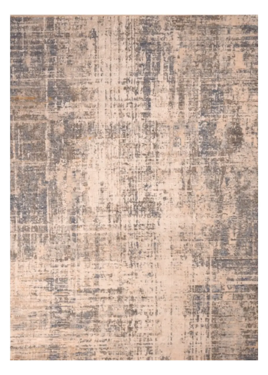Tapete Vintage Beige con Rayado Cruzado en Gris y Azul