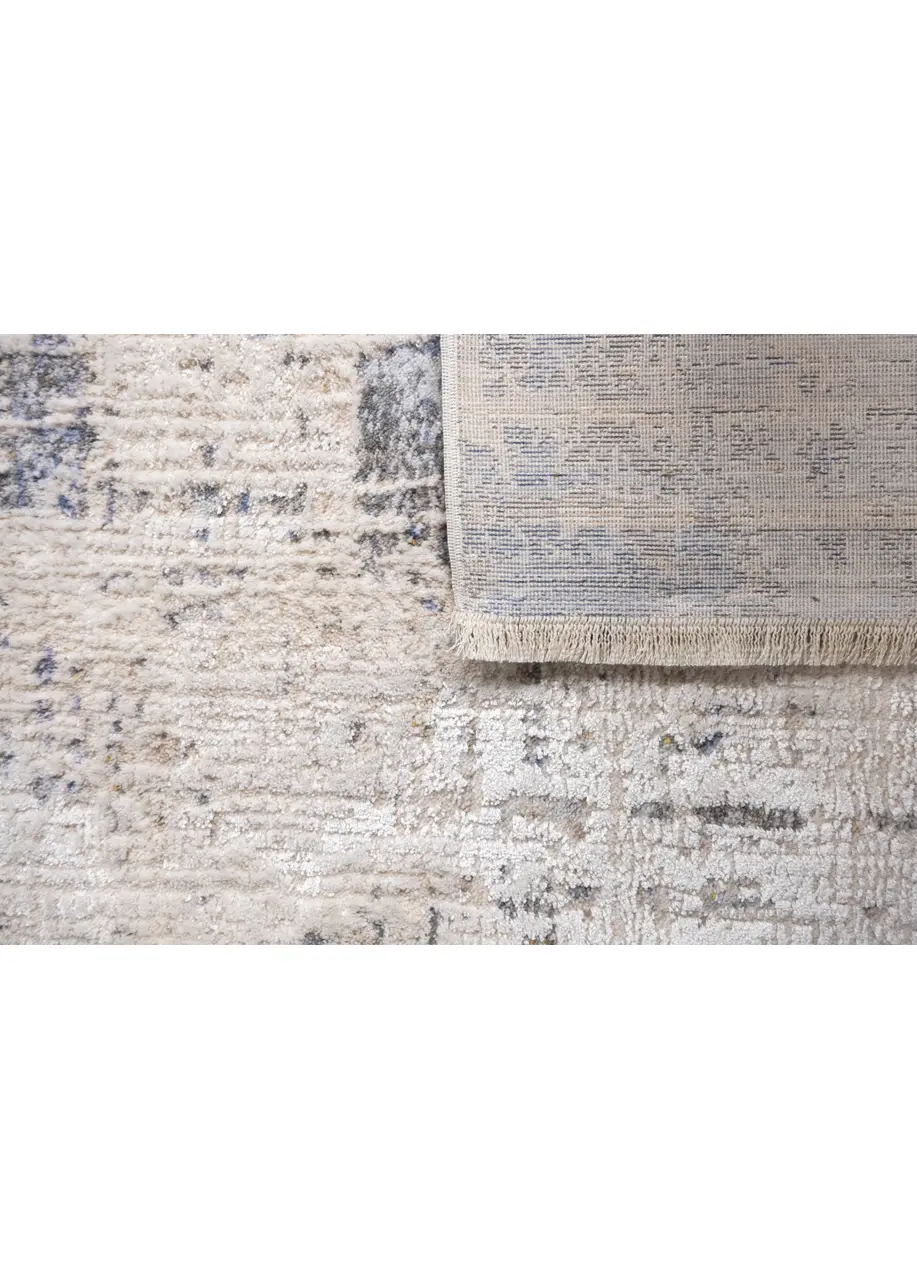Tapete Vintage Beige con Rayado Cruzado en Gris y Azul