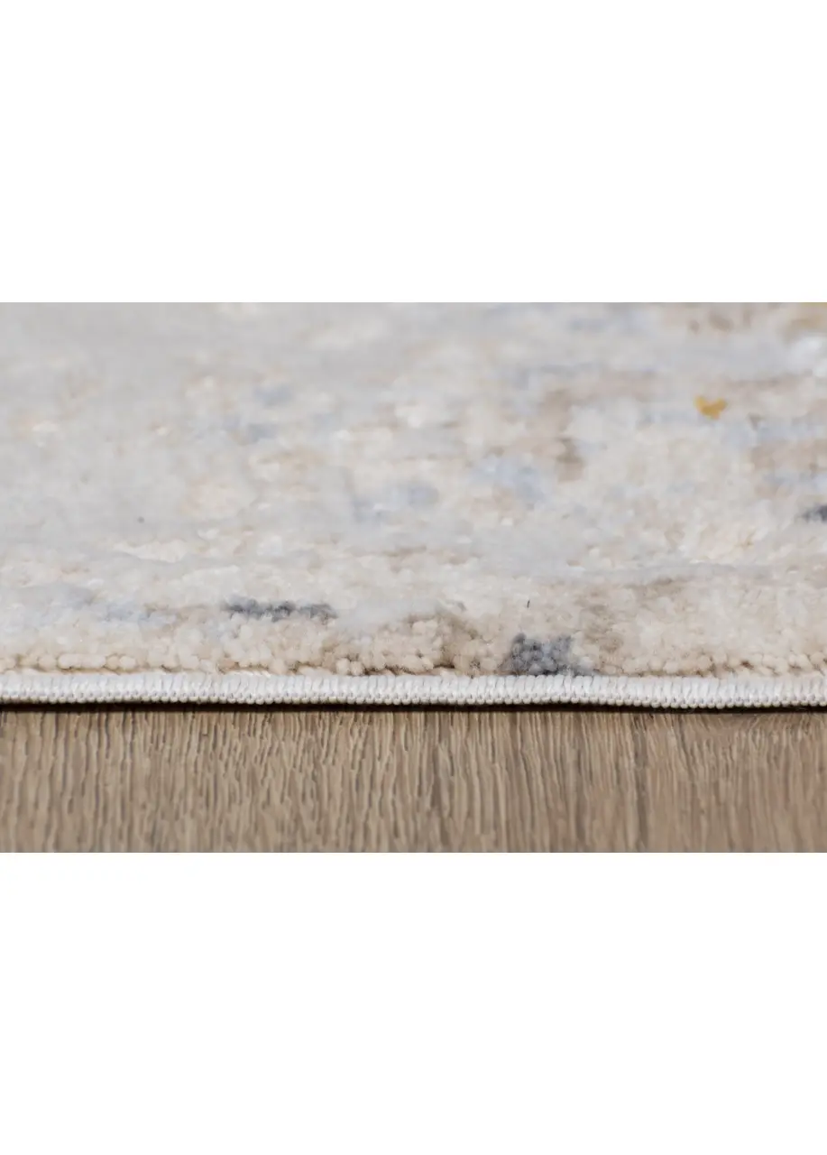 Tapete Abstracto Beige con Barridos en Ocre y Gris