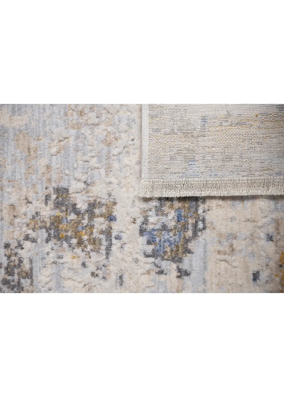 Tapete Abstracto Beige con Barridos en Ocre y Gris