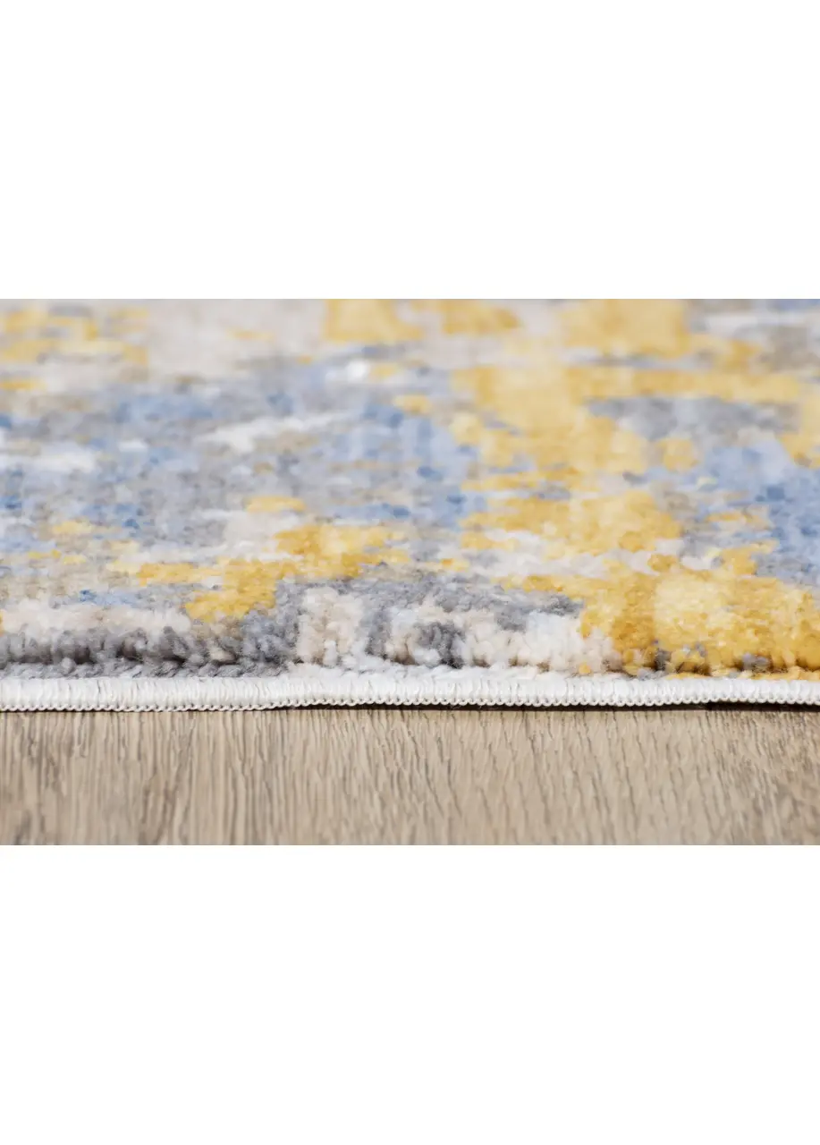 Tapete Abstracto Beige con Manchas en Gris Azulado y Dorado