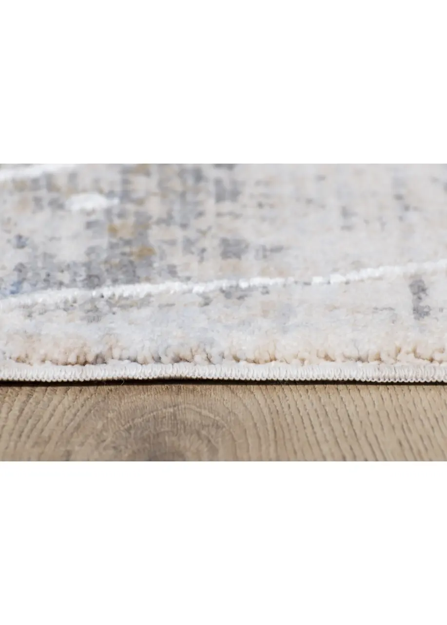 Tapete Moderno Beige con Vetas Ramificadas en Blanco y Gris
