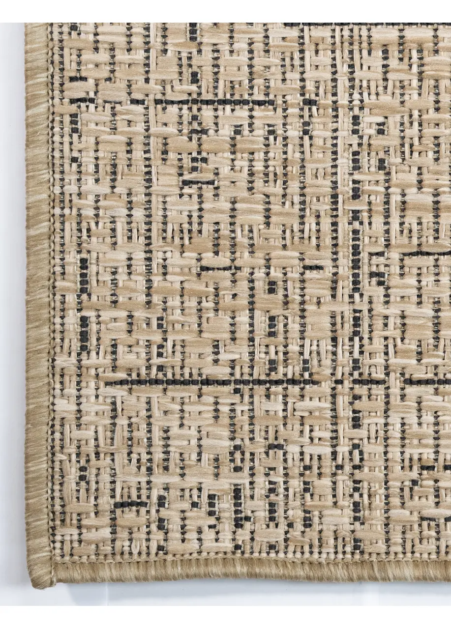 Tapete Texturizado Beige con Trama Cruzada en Negro