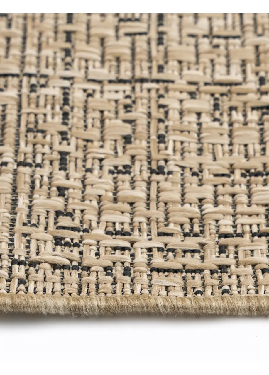 Tapete Texturizado Beige con Trama Cruzada en Negro