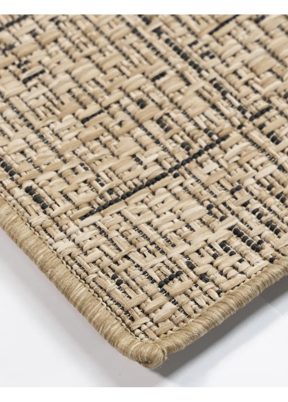 Tapete Texturizado Beige con Trama Cruzada en Negro