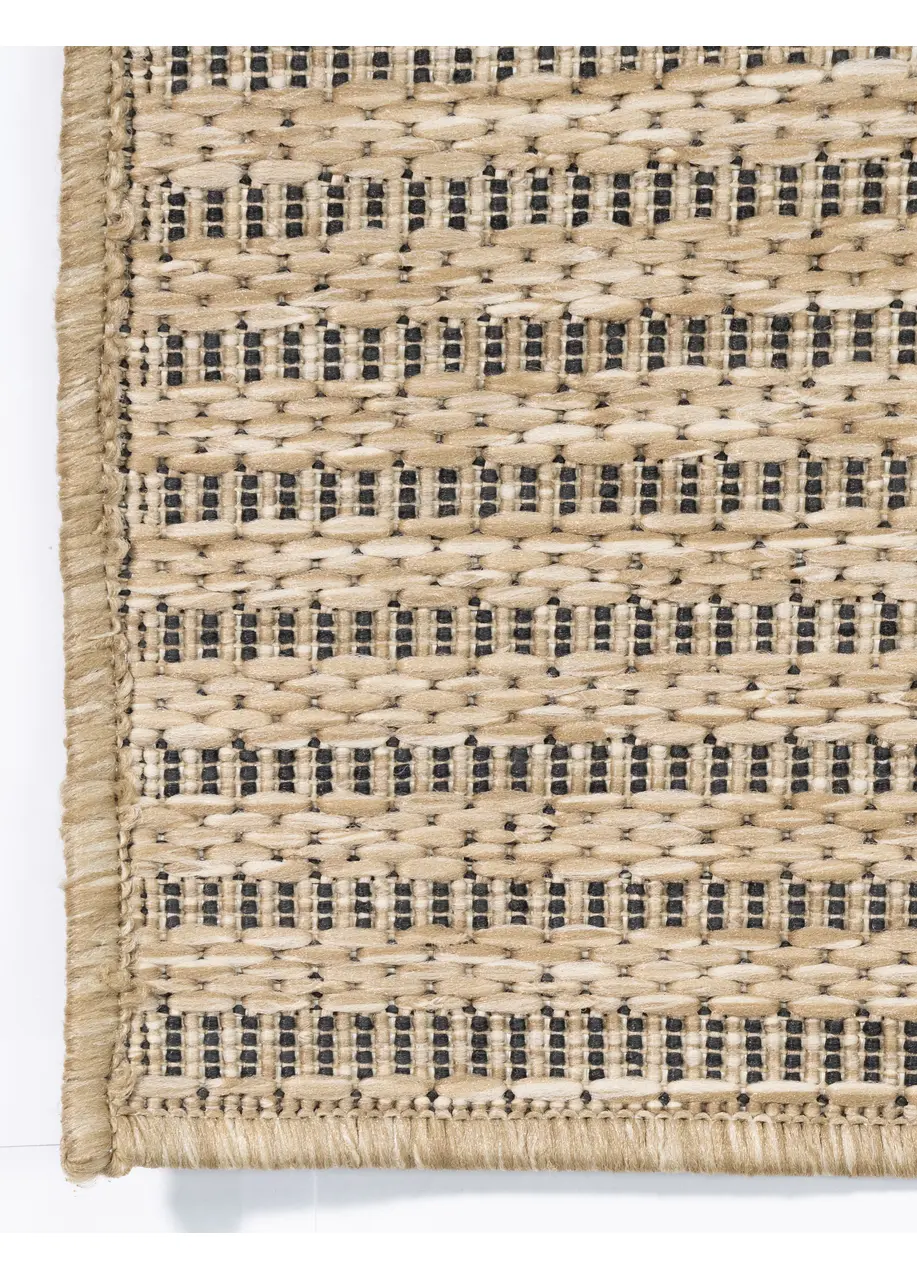 Tapete Moderno Beige con Bloques de Rayas Diagonales en Negro