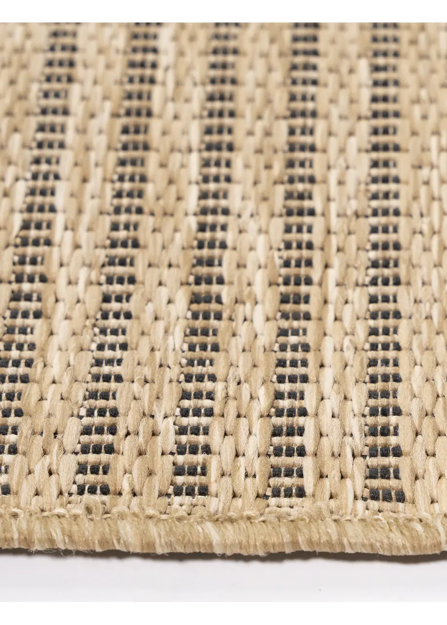 Tapete Moderno Beige con Bloques de Rayas Diagonales en Negro