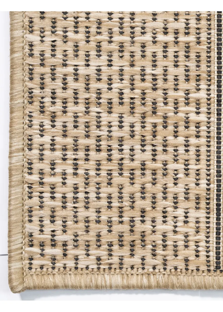 Tapete Moderno Beige con Franjas Horizontales en Gris