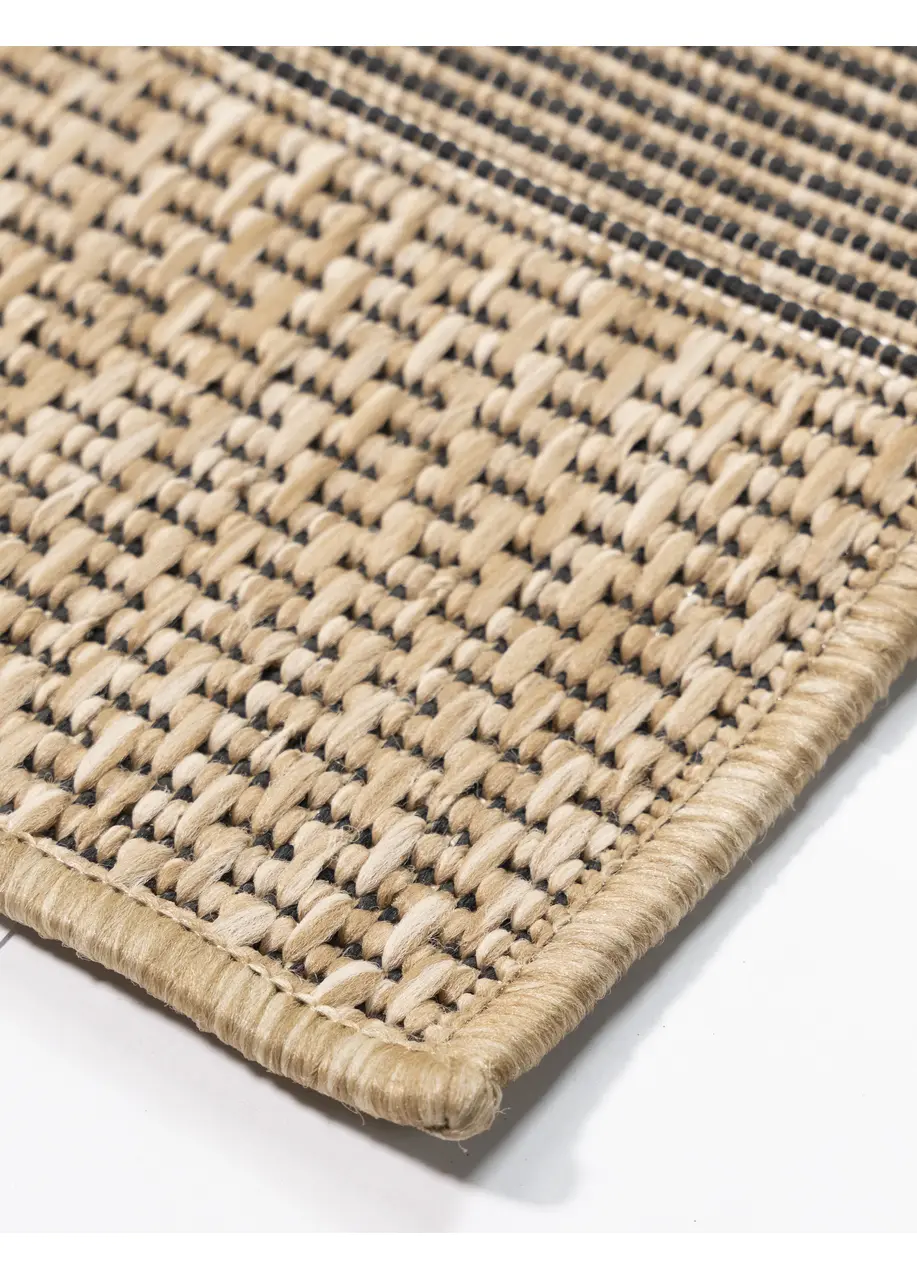 Tapete Moderno Beige con Franjas Horizontales en Gris
