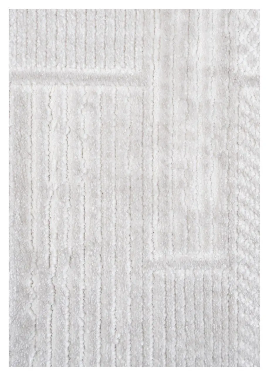 Tapete Geométrico Marfil con Sillares en Relieve