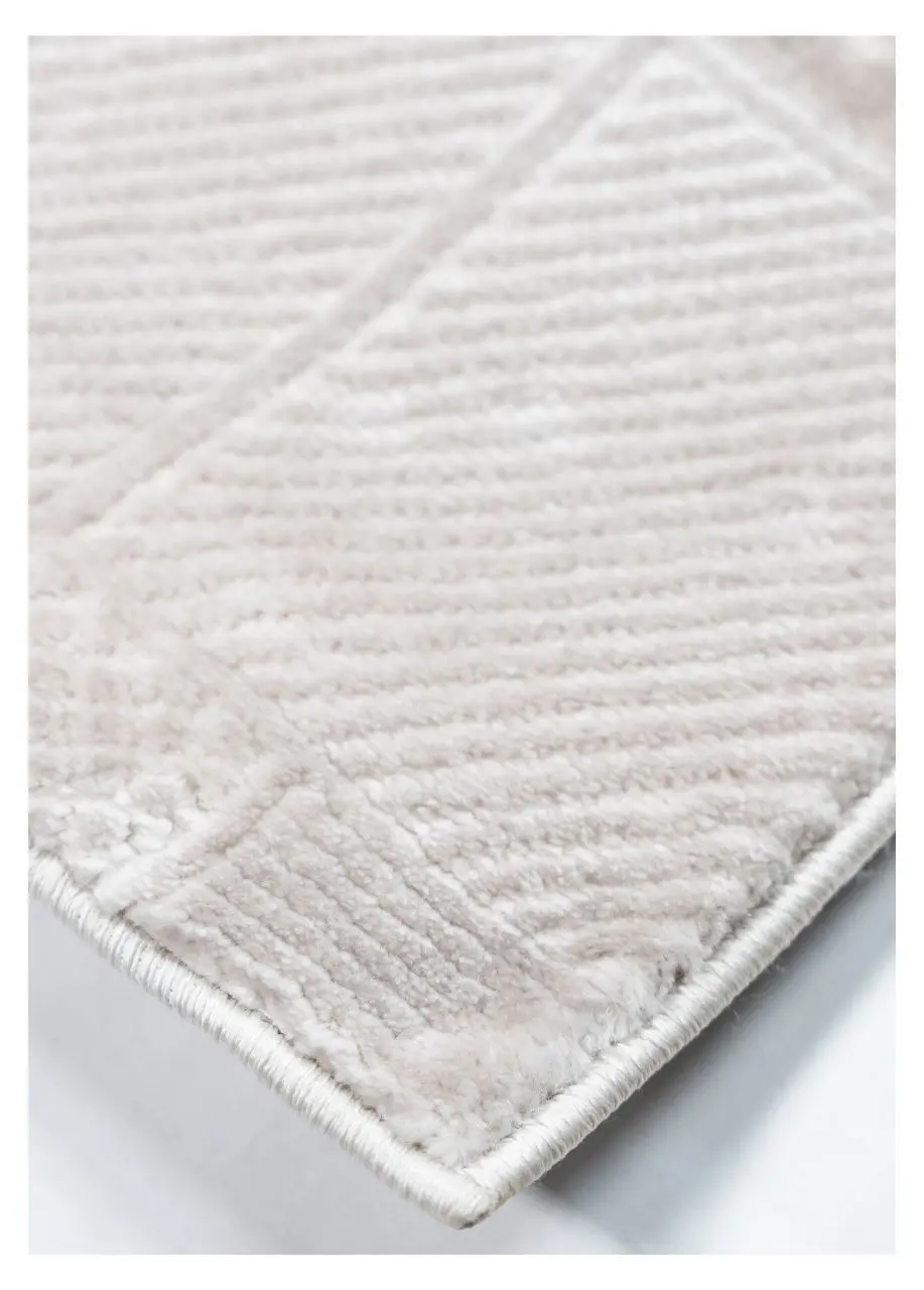 Tapete Geométrico Marfil con Sillares en Relieve