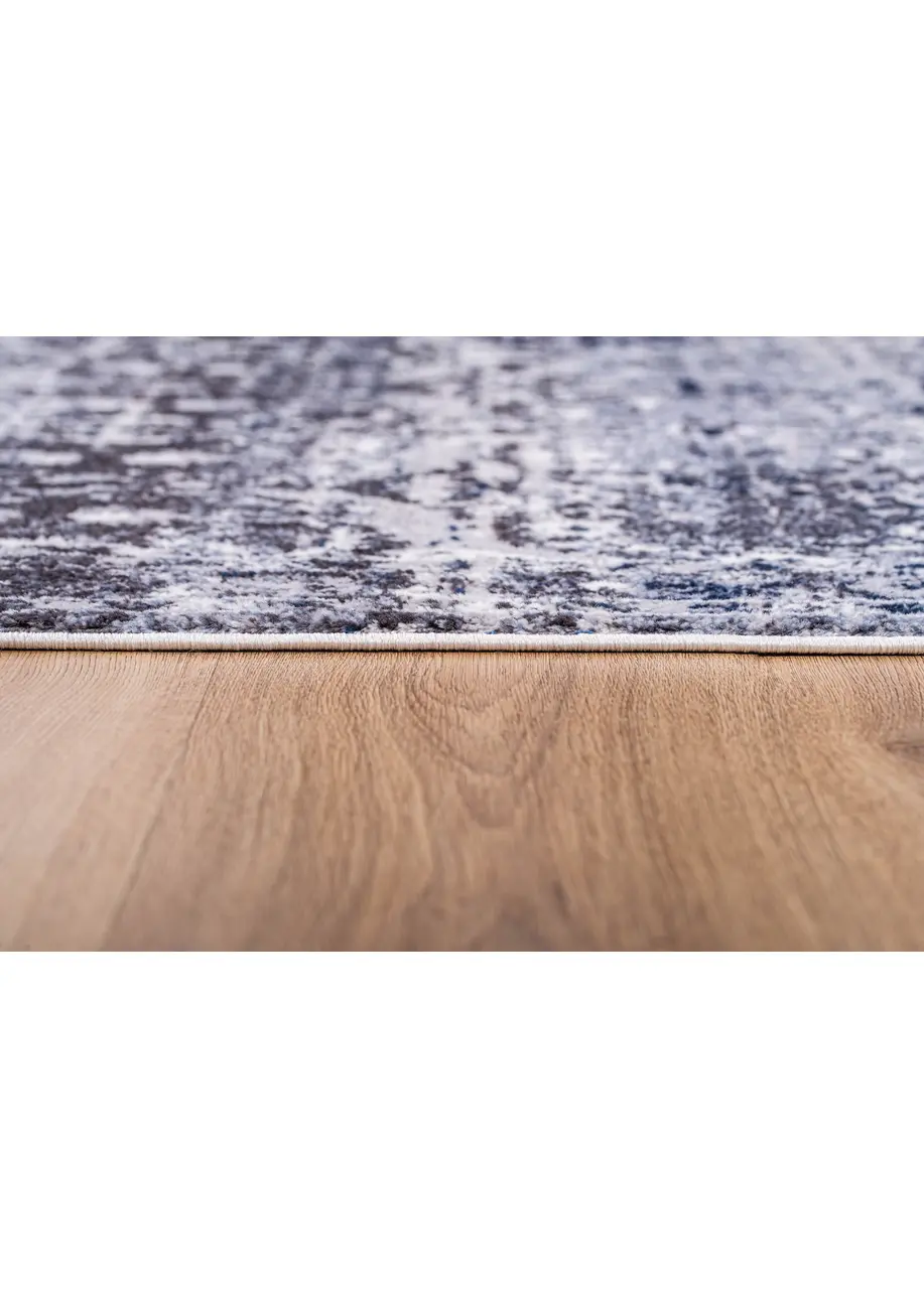 Tapete Vintage Azul Marino con Ornamentos en Gris