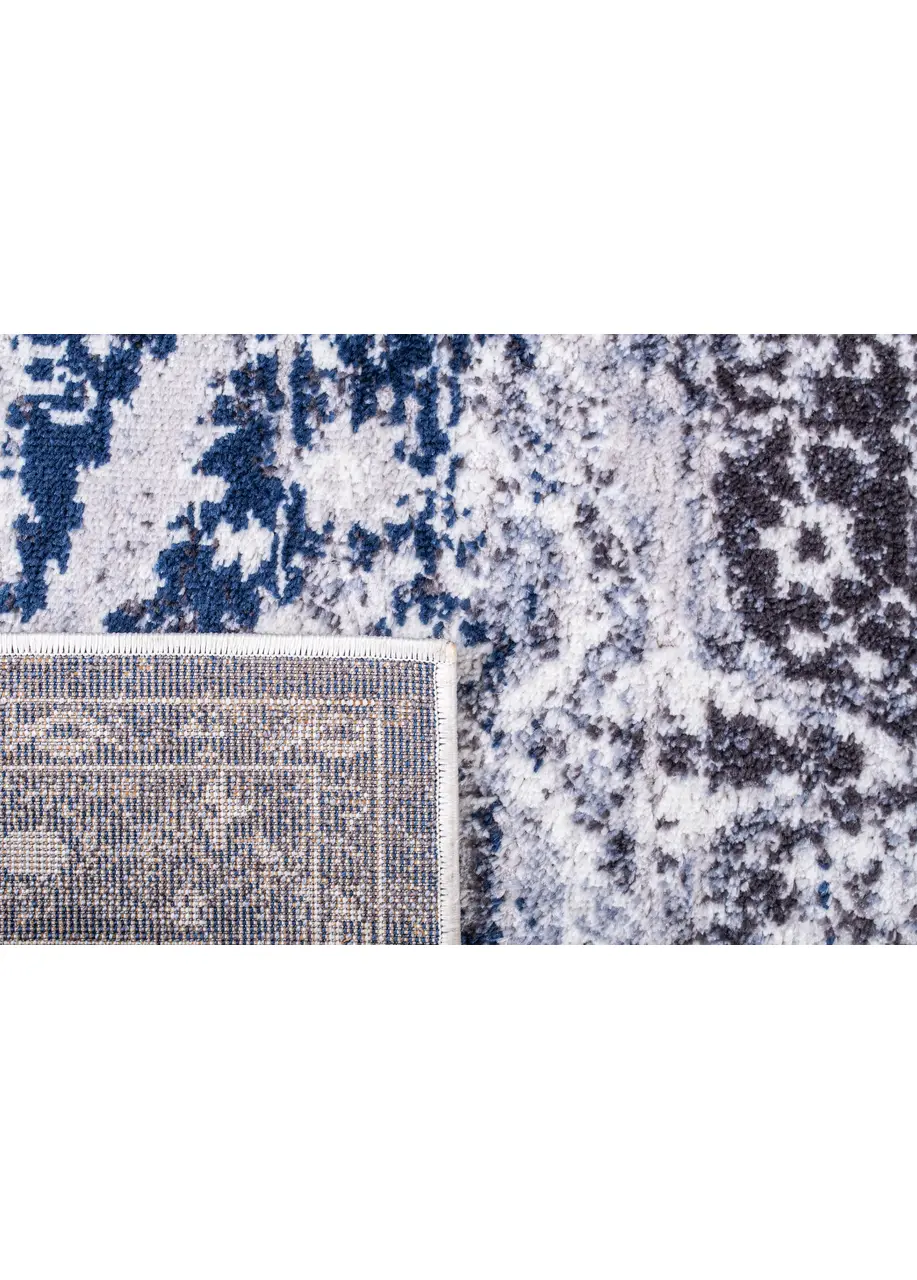 Tapete Vintage Azul Marino con Ornamentos en Gris