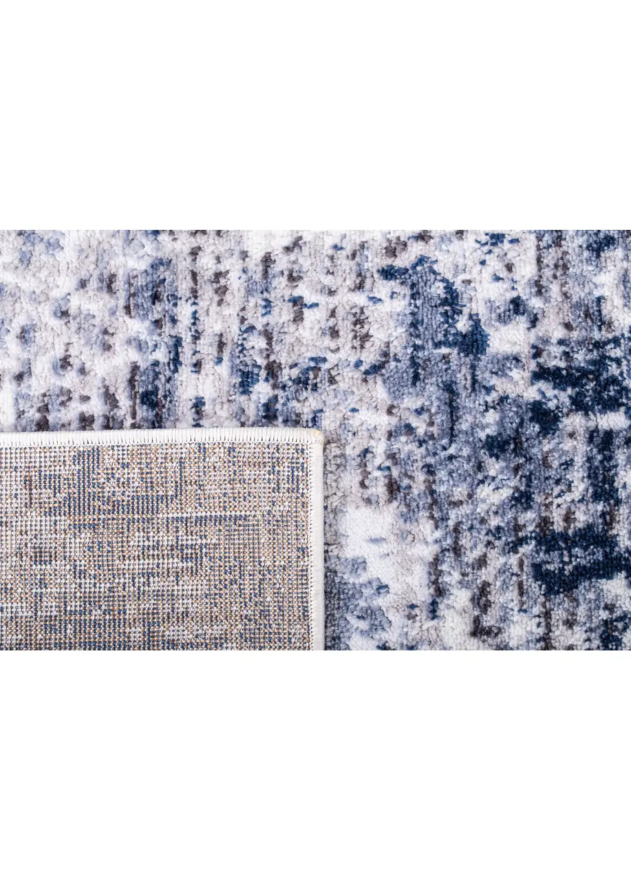 Tapete Abstracto Blanco con Manchas en Azul Marino