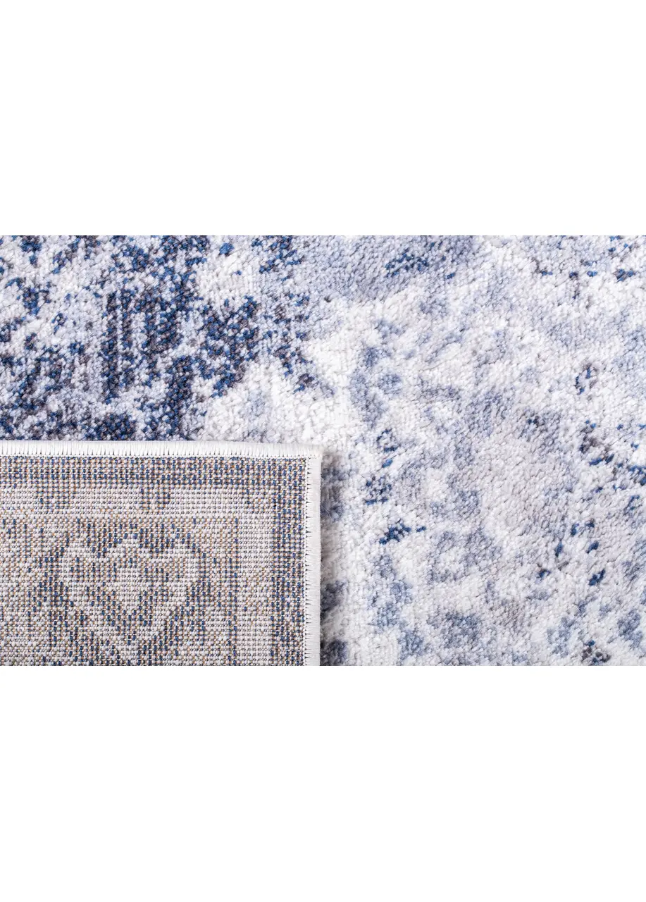 Tapete Vintage Blanco con Dibujo Oriental en Azul Claro