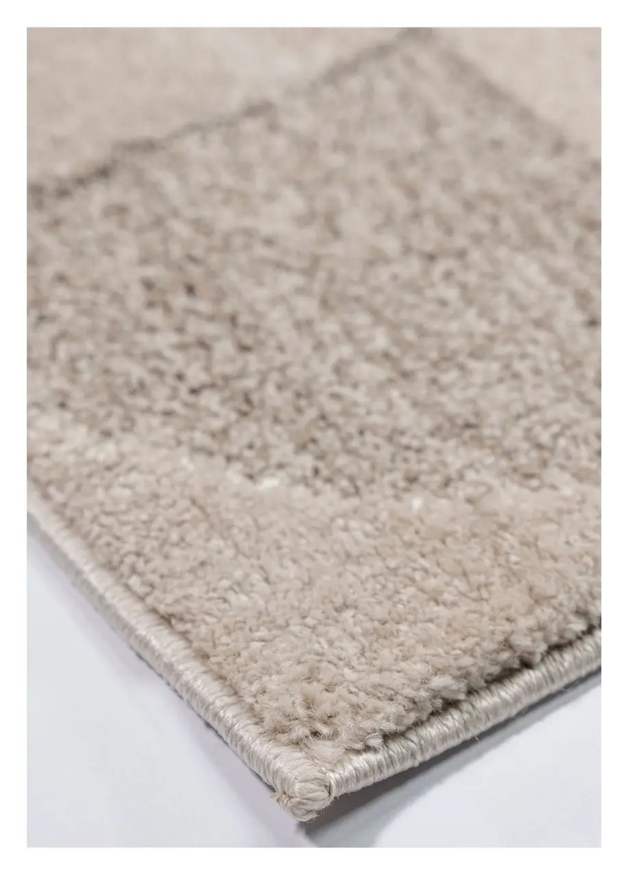 Tapete Geométrico Beige con Círculos y Medios Círculos