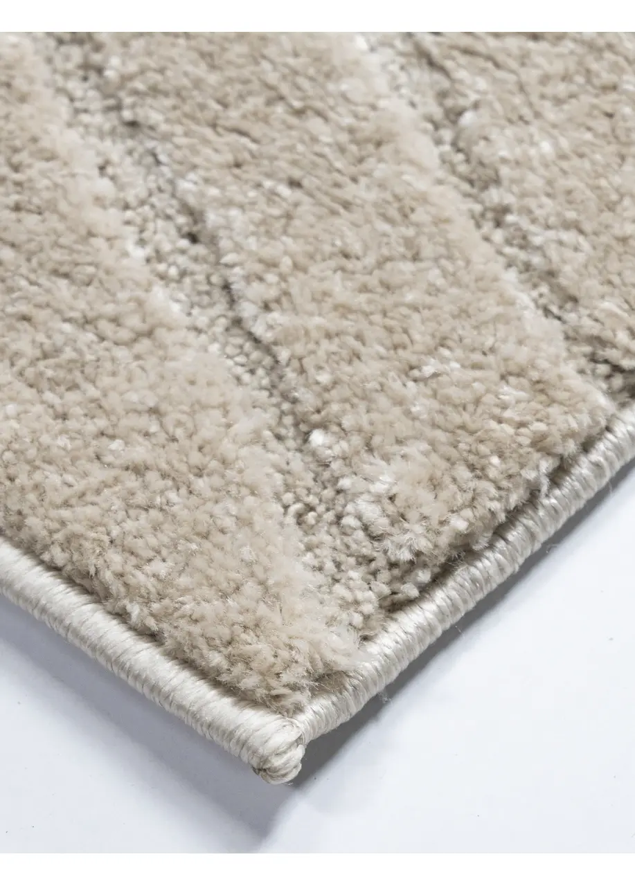 Tapete Texturizado Beige con Líneas Onduladas en Relieve