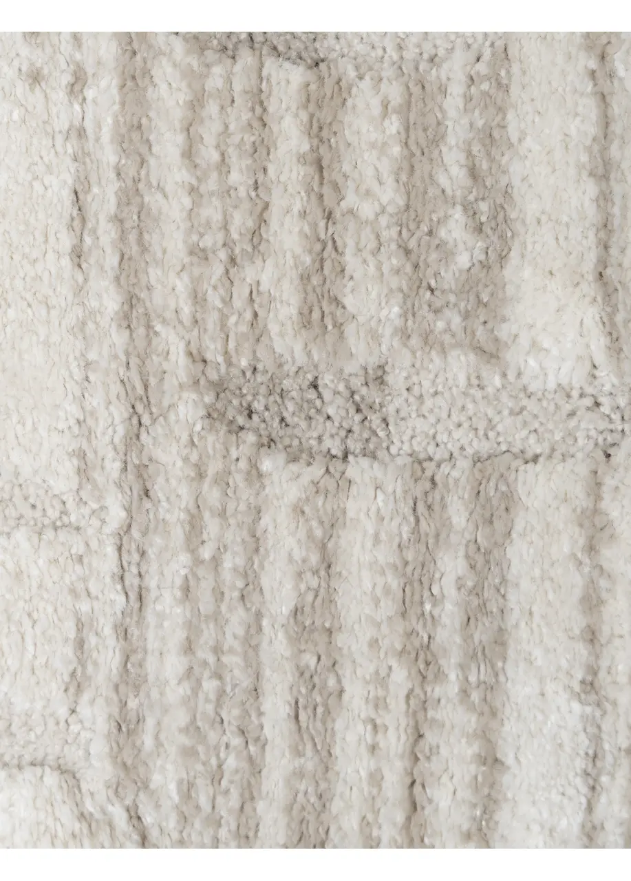 Tapete Moderno Marfil con Rayado Fino y Trazos en Beige