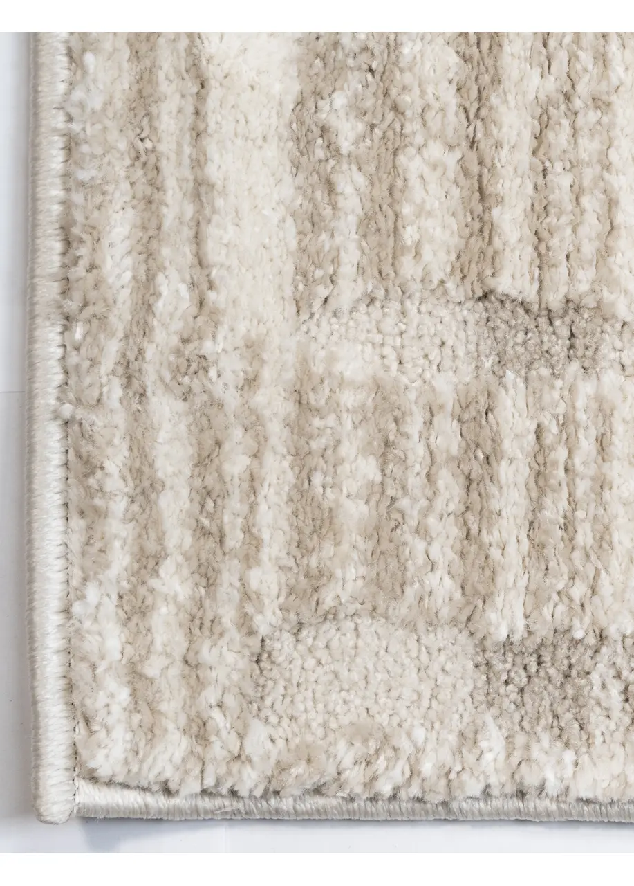Tapete Moderno Marfil con Rayado Fino y Trazos en Beige