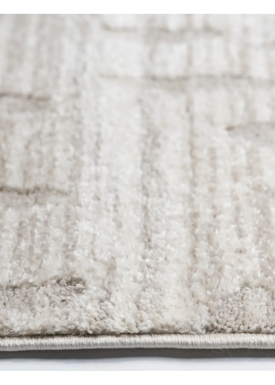 Tapete Moderno Marfil con Rayado Fino y Trazos en Beige