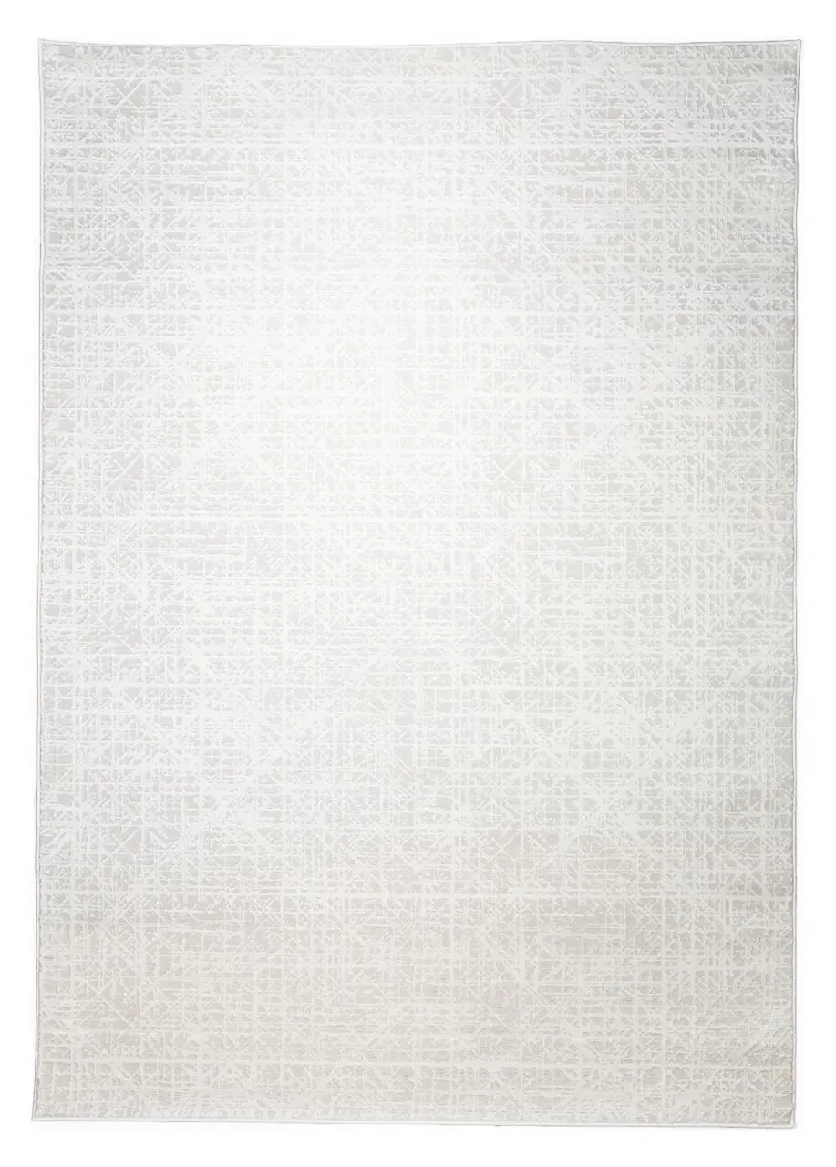 Tapete Geométrico Blanco con Retícula Diagonal en Relieve