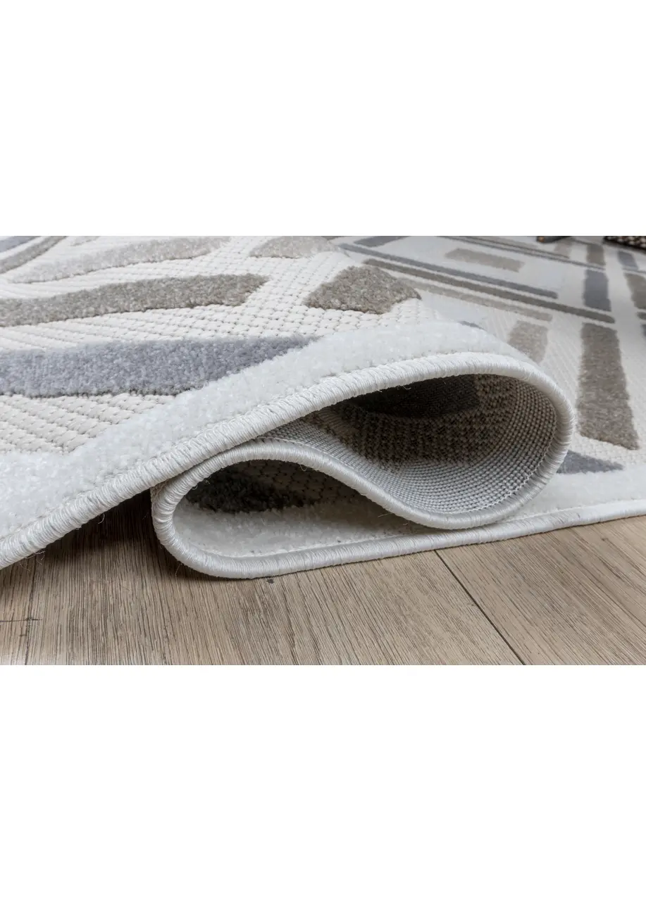 Tapete Texturizado Beige con Rombos en Gris y Taupe