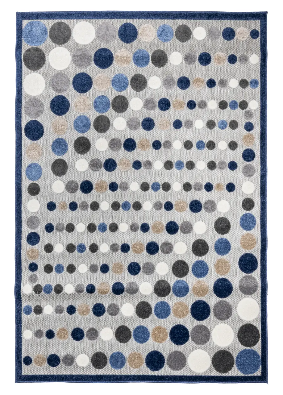 Tapete Texturizado Gris con Círculos en Azul y Blanco