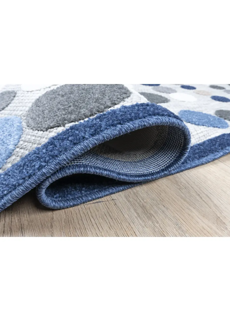 Tapete Texturizado Gris con Círculos en Azul y Blanco