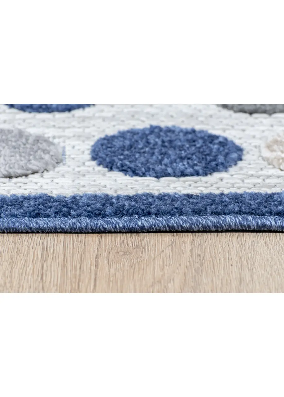 Tapete Texturizado Gris con Círculos en Azul y Blanco
