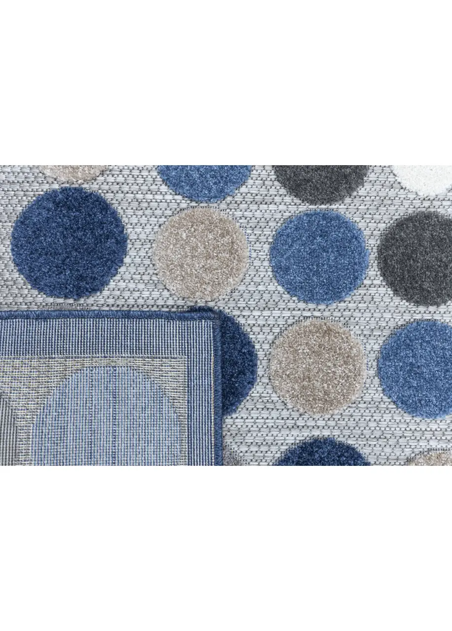 Tapete Texturizado Gris con Círculos en Azul y Blanco