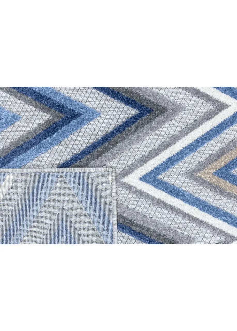Tapete Texturizado Gris con Zigzag en Azul y Blanco