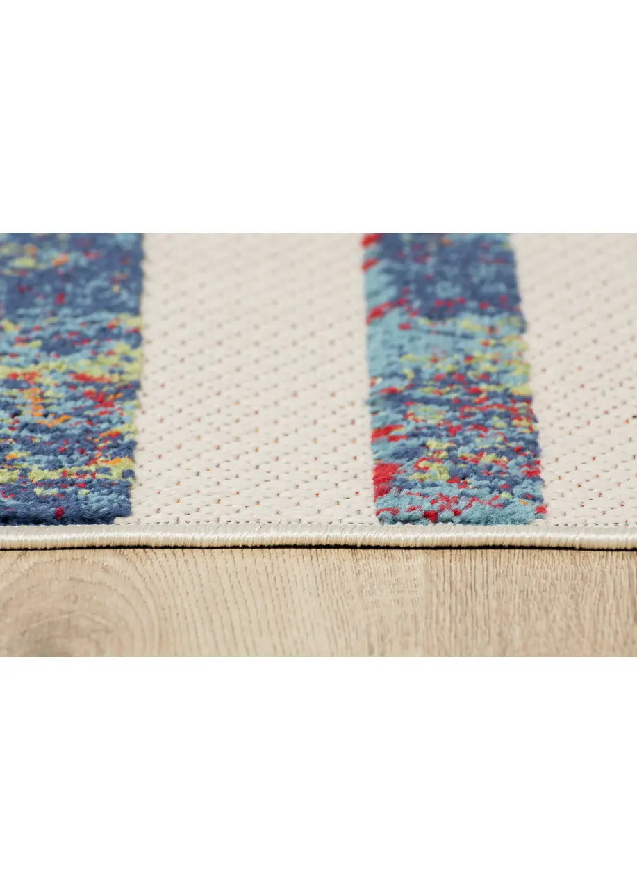 Tapete Texturizado Beige con Rayas Jaspeadas Multicolor