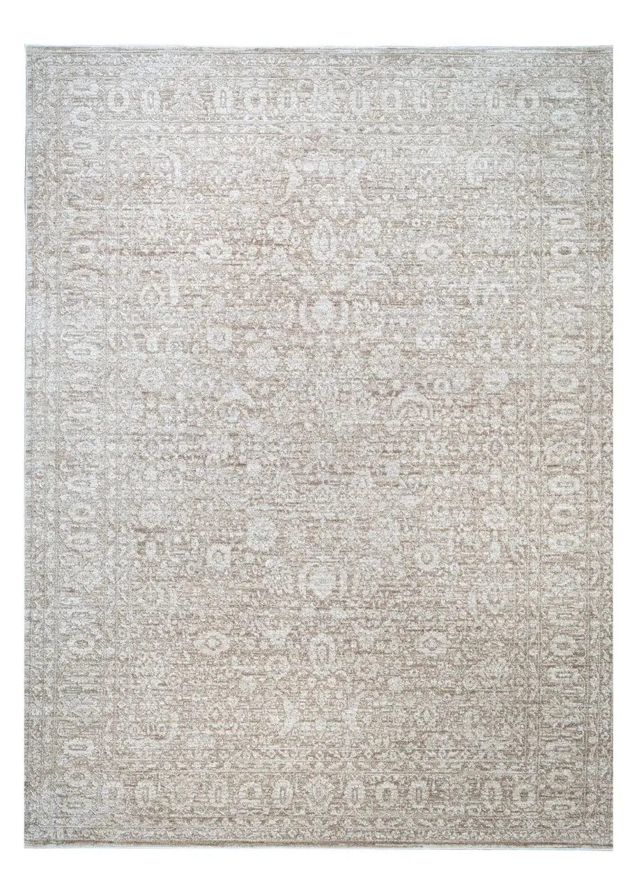 Tapete Clásico Beige con Damasco Desgastado