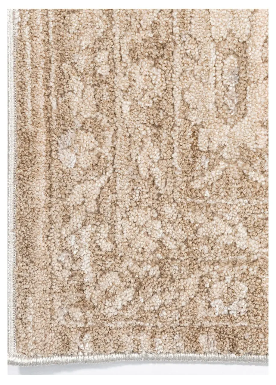 Tapete Clásico Beige con Damasco Desgastado