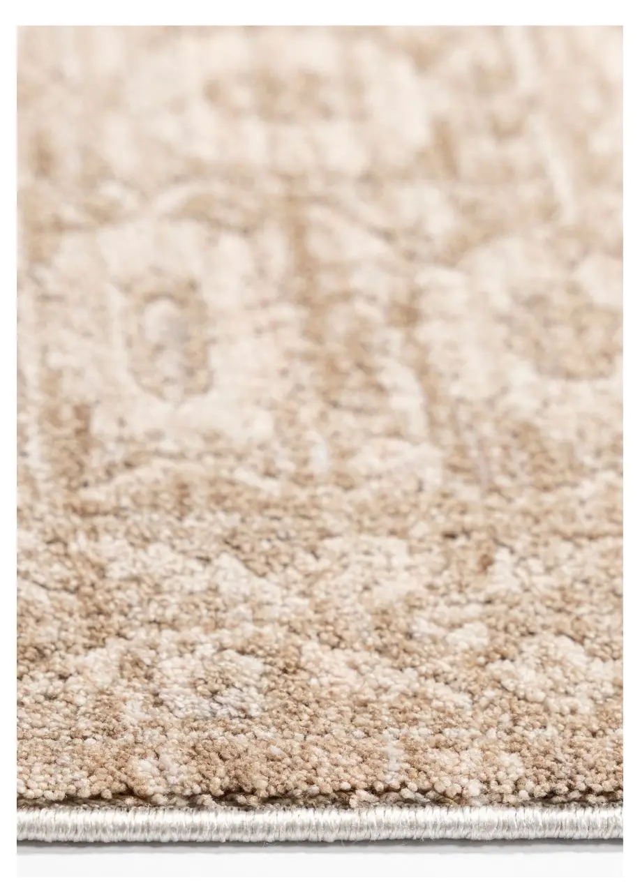 Tapete Clásico Beige con Damasco Desgastado