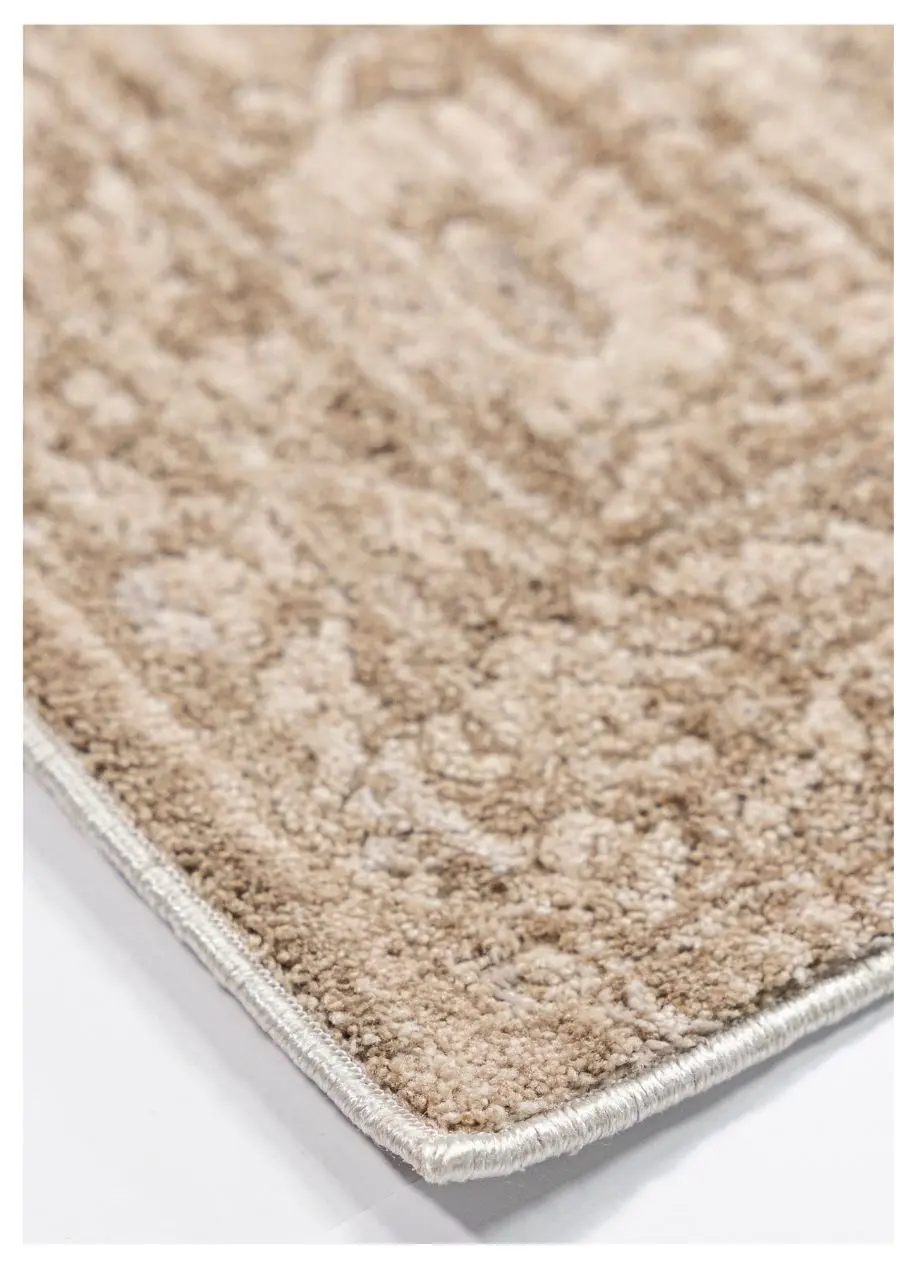 Tapete Clásico Beige con Damasco Desgastado