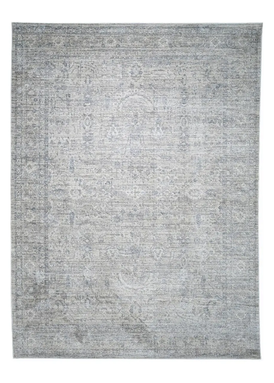 Tapete Clásico Gris con Medallón Desvanecido