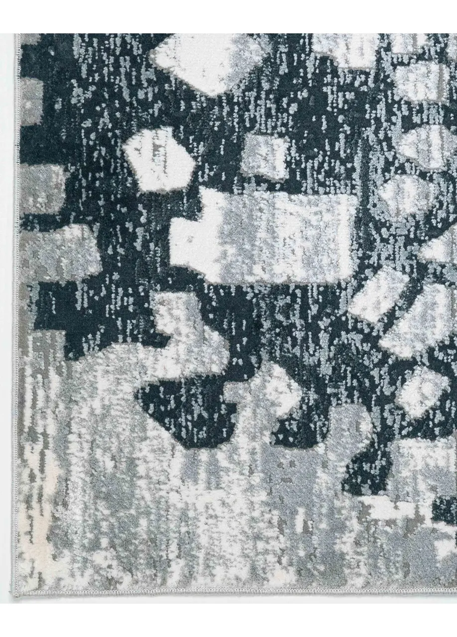 Tapete Moderno Gris con Mosaico Disperso en Azul Oscuro