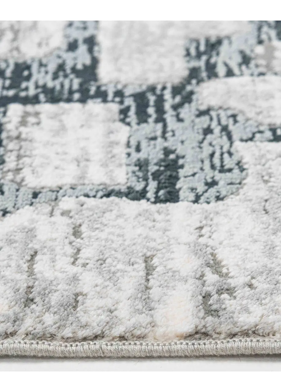 Tapete Moderno Gris con Mosaico Disperso en Azul Oscuro