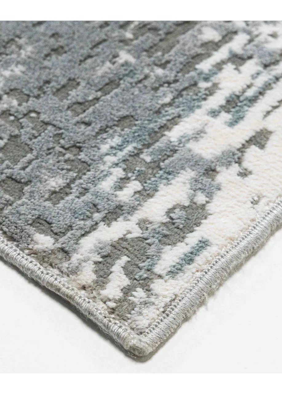 Tapete Moderno Gris con Mosaico Disperso en Azul Oscuro