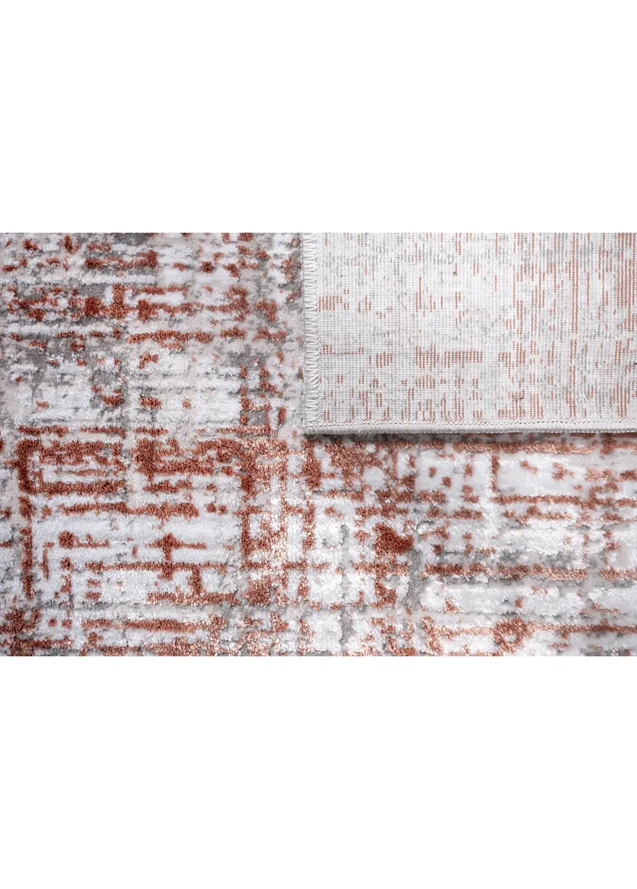 Tapete Moderno Blanco con Trama Cruzada en Coral