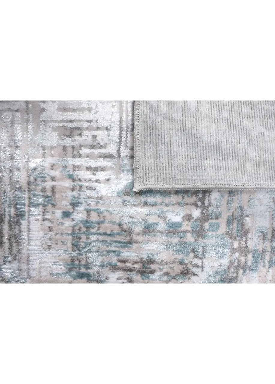 Tapete Abstracto Beige con Manchas en Azul Verdoso